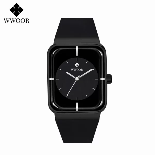Relógio com pulseira de silicone, masculino WWOOR-impermeável, relógio de pulso quadrado simples, moda, tendência, original - Image 8