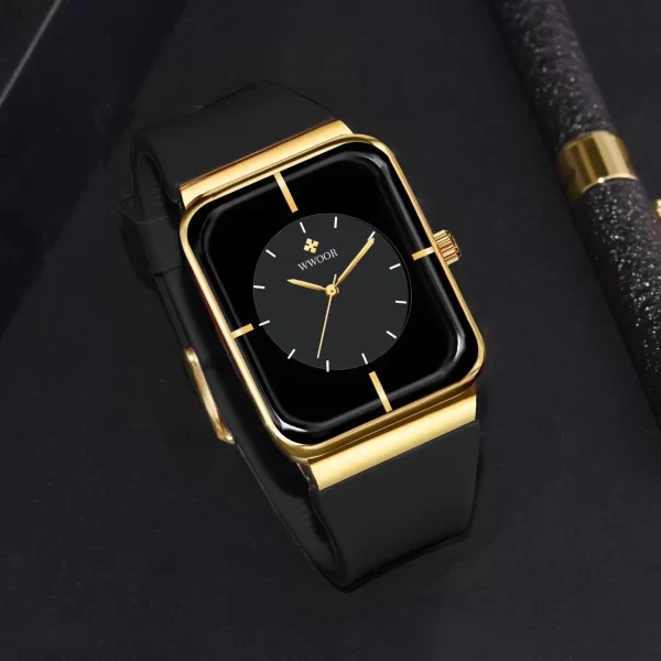 Relógio com pulseira de silicone, masculino WWOOR-impermeável, relógio de pulso quadrado simples, moda, tendência, original - Image 2