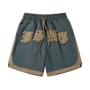 Shorts masculino, vintage americano high street gótico carta bordado, verão solto rua esportes capris