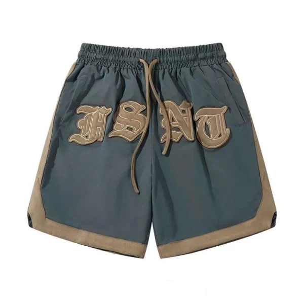 Shorts masculino, vintage americano high street gótico carta bordado, verão solto rua esportes capris