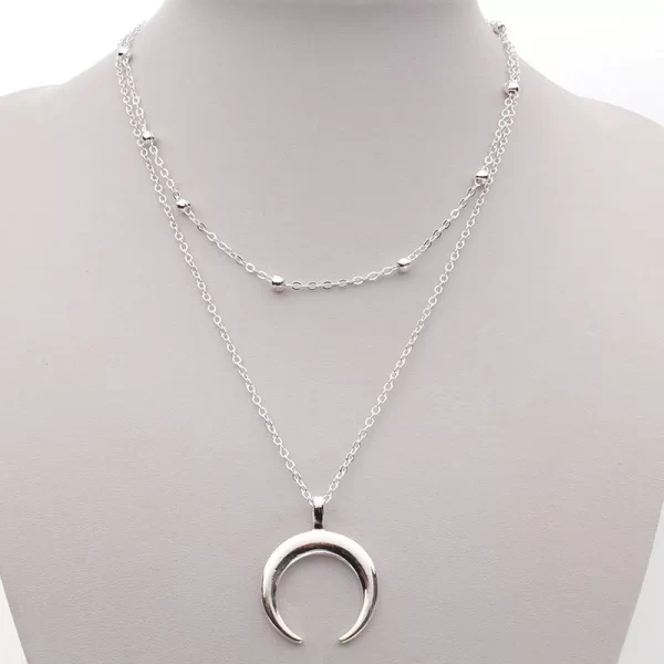 Colar de pingente de lua dupla feminino, gargantilha brilhante, cor dourada, design de luxo, presente joalheria, moda - Image 3
