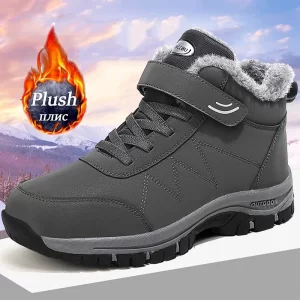 Tênis de couro impermeáveis unissex, botas antiderrapantes, botas de neve unissex quentes, luxuoso, ao ar livre, inverno, novo.