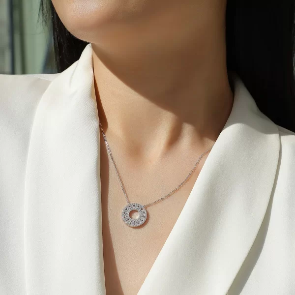 Colar pingente feminino, TBCYD-Duplo Círculo Moissanite, S925 Corrente Pescoço de Prata, Jóias de Luxo Presente, Cor D, Certificado GRA, 1.4CT - Image 6