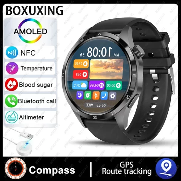 Relógio de pulso masculino, GT4 Pro Smartwatch, Rastreador GPS, Tela HD 360x360, Chamada Bluetooth, Frequência Cardíaca, NFC, Novo, Huawei, Xiaomi, 360 - Image 7