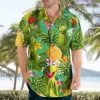 Camisas masculina casual floral havaiana cartoon,  de manga curta 3D de grandes dimensões para praia, moda, verão - Image 12