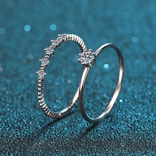 Anel feminino, Neetim Moissanite Anel Set, Corte Brilhante, 0,1 quilate, Teste de Diamante Passado, Cor D, Anéis Moissanites, 925 Prata, Jóias originais, 3mm - Image 2