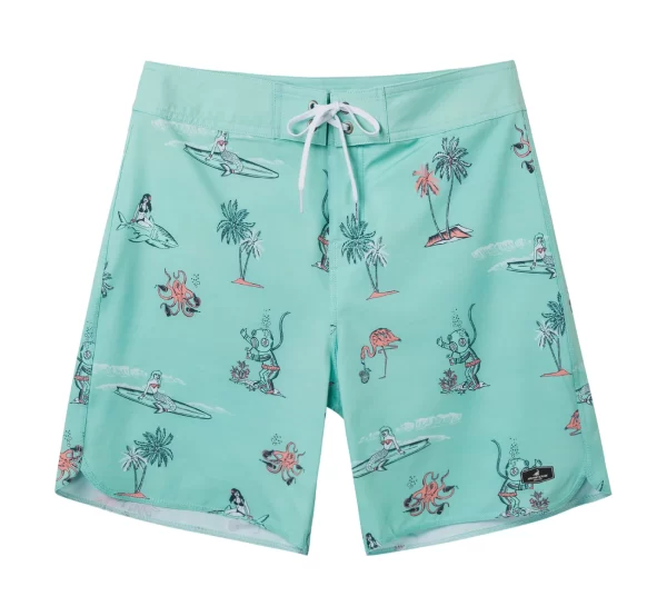 Shorts masculino, Surfcuz calções de prancha, secagem rápida, roupa de banho impresso praia esportes troncos verão surf 4 way estiramento boardshorts - Image 8