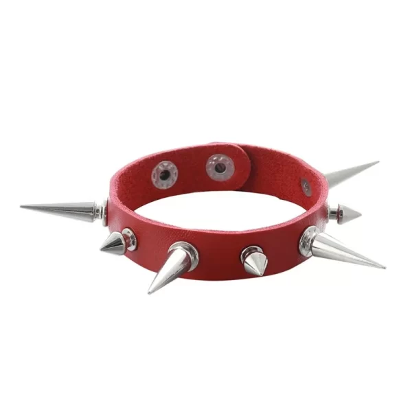 Pulseira de couro masculina espinho de rebite, de couro punk gótico rock unissex com três fileiras - Image 17