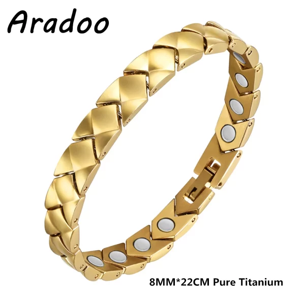 Pulseira/Bracelete, masculino, magnético do emagrecimento do aço Titanium, braceletes anti-radiação da terapia. - Image 18