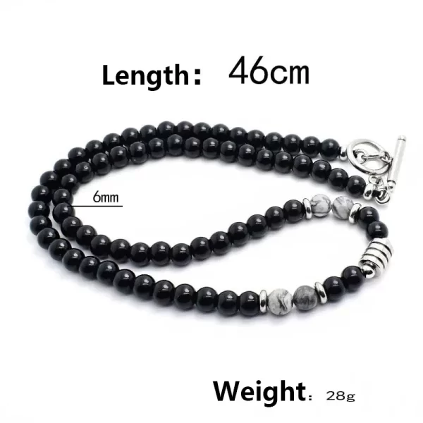 Colar masculino, aço inoxidável Tiger Eye Black Crystal Colar Pingente, Pedra Natural Strand, Frisado Jóias, Personalidade Moda - Image 11