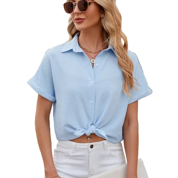 Camisas feminina,  vintage extragrandes, camisas soltas casuais, monocromáticas, tops jovens elegantes, moda feminina, verão. - Image 9