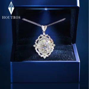 Colar de pingente feminino, Houtros 5 Carat Moissanite, S925 Prata, Corte Brilhante, Branco, Verde, Diamond Laboratório, Jóias de Luxo, GRA