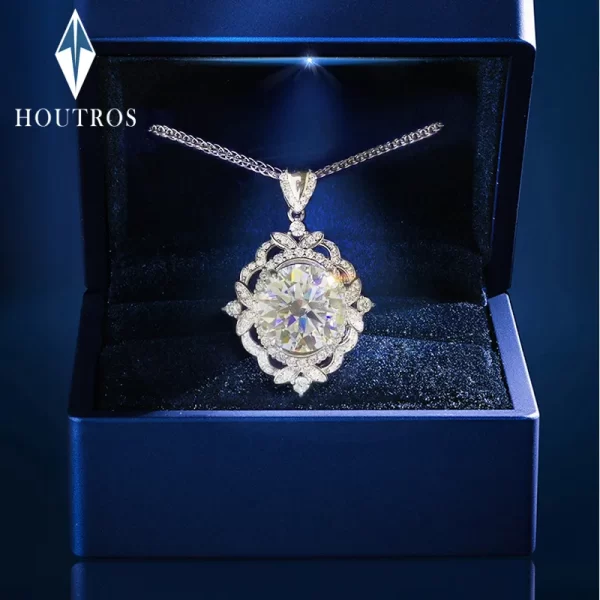 Colar de pingente feminino, Houtros 5 Carat Moissanite, S925 Prata, Corte Brilhante, Branco, Verde, Diamond Laboratório, Jóias de Luxo, GRA