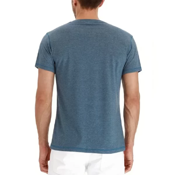 Camisetas masculina, marca de qualidade, de algodão,  henry pescoço design de moda fino ajuste sólido, manga curta - Image 3