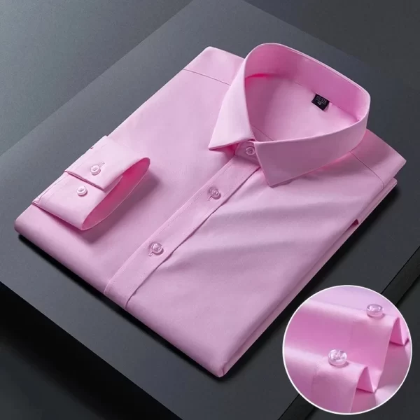 Camisas elásticas de manga comprida masculina, camisa branca, slim fit, anti-rugas, social, blusa de negócios. - Image 17
