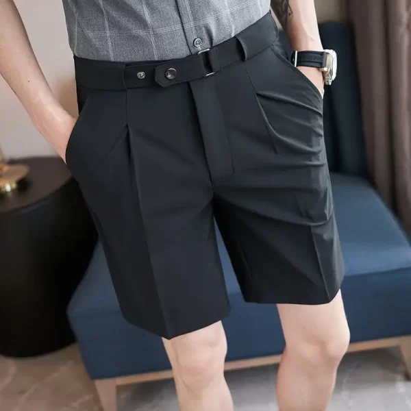 Bermuda/Calções de carga masculino, com elástico confortável, reto, simplicidade, bonito, bolsos de botão, zíper sólido, roupas casuais, moda - Image 6
