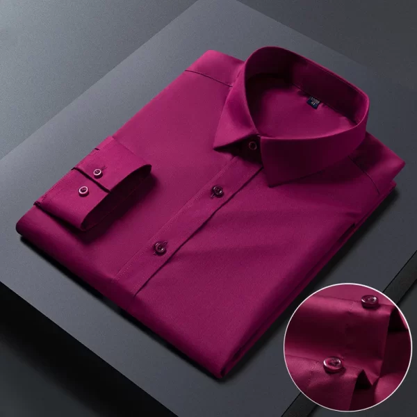 Camisas elásticas de manga comprida masculina, camisa branca, slim fit, anti-rugas, social, blusa de negócios. - Image 20