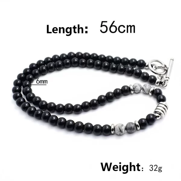Colar masculino, aço inoxidável Tiger Eye Black Crystal Colar Pingente, Pedra Natural Strand, Frisado Jóias, Personalidade Moda - Image 13