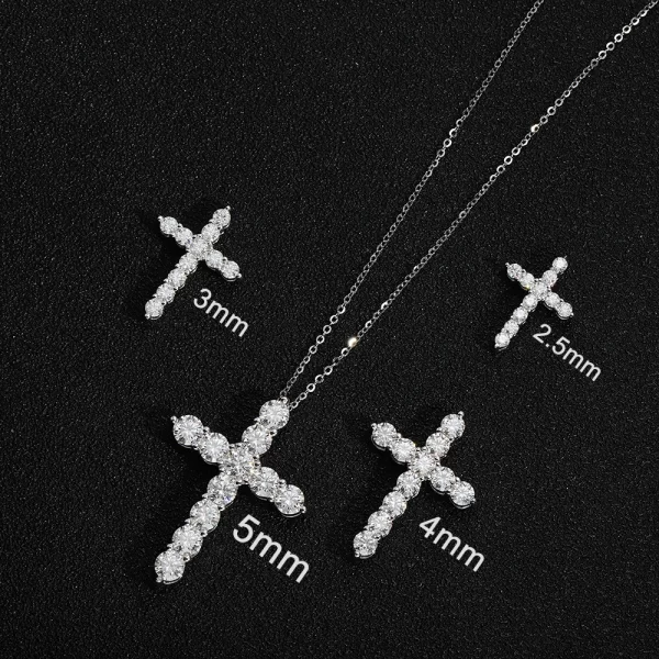 Colar de pingente cruz feminino, KNOBSPIN-Full Moissanite , Corrente de Prata Esterlina 925, Ouro Branco 18K, Colar Fino, Original. - Image 2