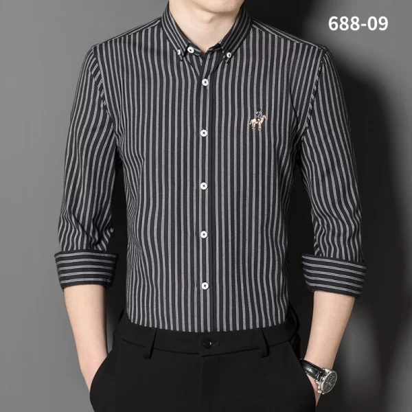 Camisa de manga comprida Oxford Stripes masculina, Clássica, Versátil, Algodão, Casual, Social Fashion, Quatro Estações - Image 13