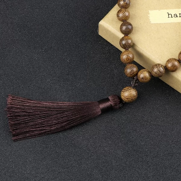 Colar de miçangas Mala vintage unissex, contas de madeira originais, colares Tassel, ioga meditação, jóias budistas, 6mm, 8mm, 10mm, 108 - Image 4