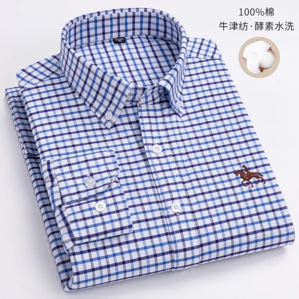 Camisas masculina formal slim fit, plus size, camisas de manga comprida para escritório, roupas, 100% algodão, novo - Image 19