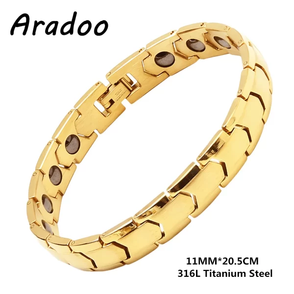 Pulseira/Bracelete, masculino, magnético do emagrecimento do aço Titanium, braceletes anti-radiação da terapia. - Image 35