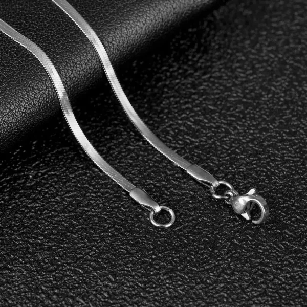 Colar de corrente plana unissex, 2-5mm de largura de aço inoxidável, de moda quente espinha de peixe cor de ouro cadeia de cobra presente jóias - Image 10