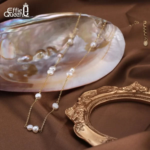Colar/gargantilha, EFFIE, de Pérolas de Água Doce, 925 Jóias de Prata Esterlina, Banhado a Ouro 14K, Natural, Rainha, Aniversário, GPN57 - Image 5