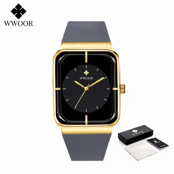 Relógio com pulseira de silicone, masculino WWOOR-impermeável, relógio de pulso quadrado simples, moda, tendência, original - Image 16