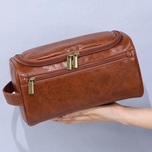 Bolsa de maquilagem multifunções em pele à prova de água feminino, mala de viagem, organizador de artigos de higiene pessoal, bolsas de cosméticos - Image 6