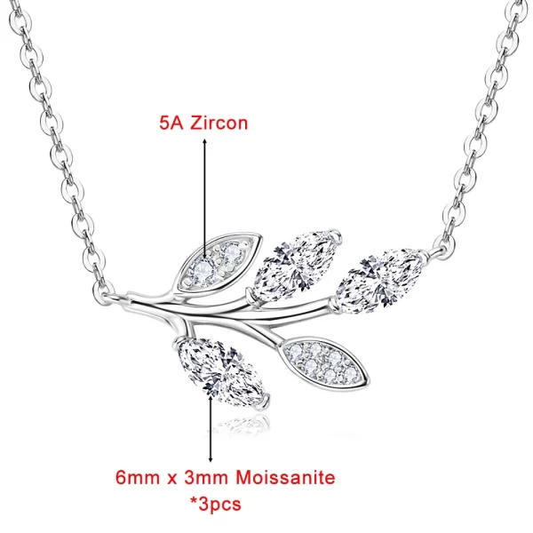 Colar de pingente feminino, Mossanite Diamante, 0,9 Carat, Marquise Cut, 100% 925 Sterling Silver, Colares de Folhas, Jóias - Image 3