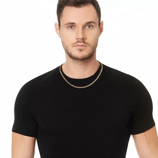 Colar de aço inoxidável unissex, Vonmoos, 14K Banhado A Ouro Jóias Pescoço Cadeia, Casal Colar Moda Estética. - Image 5