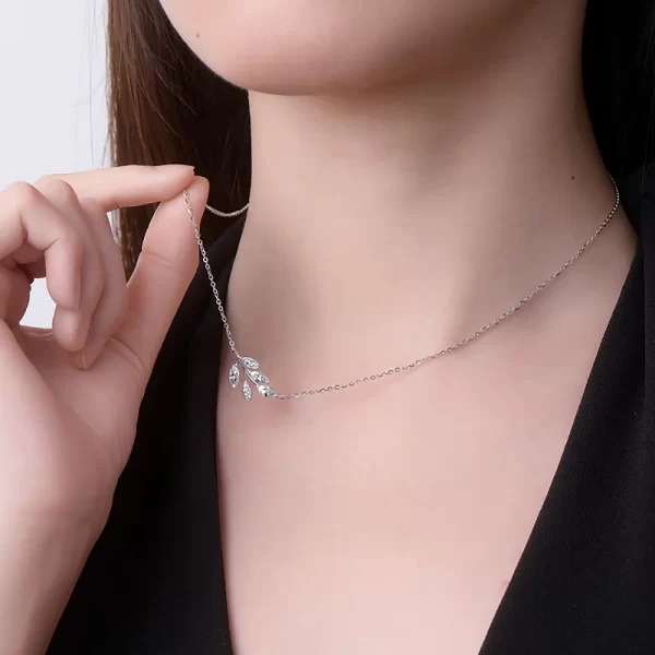 Colar de pingente feminino, Mossanite Diamante, 0,9 Carat, Marquise Cut, 100% 925 Sterling Silver, Colares de Folhas, Jóias - Image 4