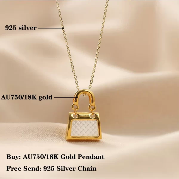 Colar feminino, Fritillaria White Shell, Real Ouro 18K, em forma de bolsa, Elegante, Clássico, Romântico, Joalheria Fina, Fofa, AU750 - Image 7