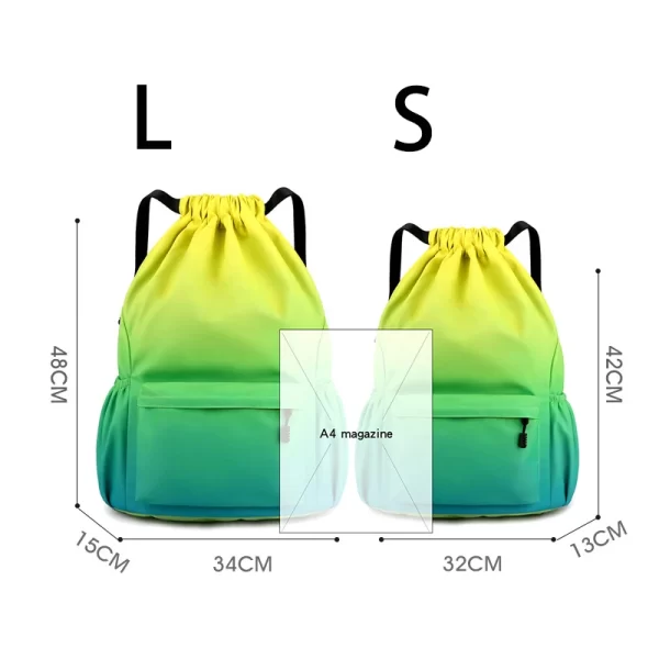 Mochila de Nylon impermeável com Bundle Bolso, Mochila Desportiva Portátil, Acampamento Ao Ar Livre, Lazer, Natação, Saco de Fitness - Image 6