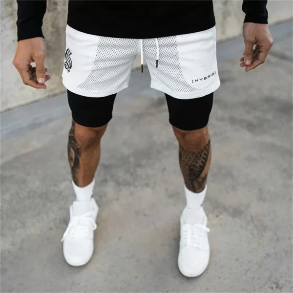Shorts masculino corrida de fitness seco rápido, shorts de malha, calças curtas para musculação, 2 em 1, alta qualidade, verão - Image 4