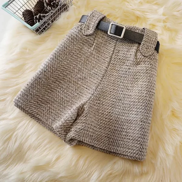 Shorts de perna larga estilo coreano feminino, cintura alta, fino, casual, linha A, lã, outono, inverno, nova moda - Image 8