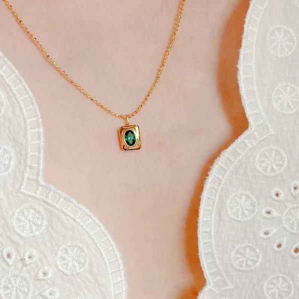 Colar feminino, Wpb s925 prata esterlina retângulo,  esmeralda pingentes jóias, clavícula corrente de festa - Image 5