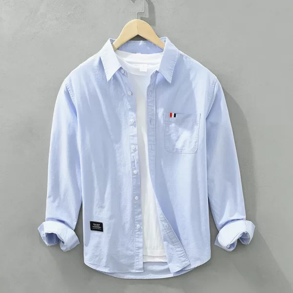 Camisas casuais clássicas masculinas, algodão puro, finas, gola virada para baixo, nova, outono, C6677 - Image 7