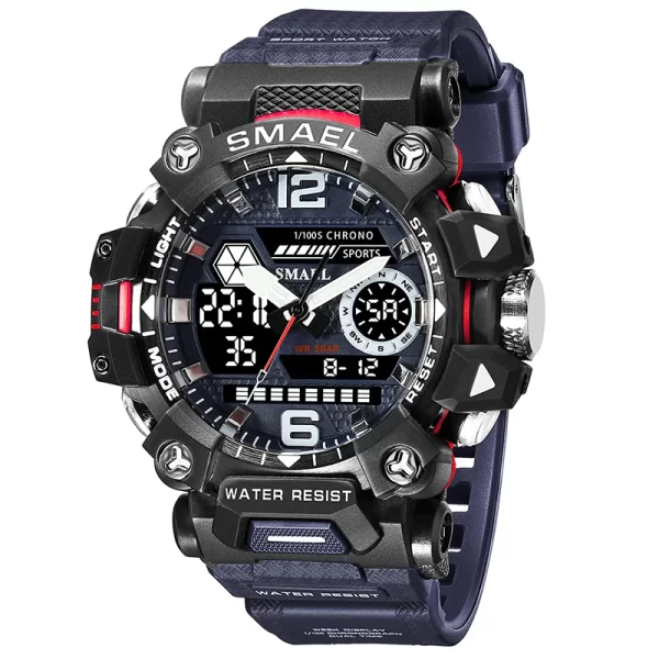 Relógio de pulso masculino, desportivo, impermeável, SMAEL, ecrã duplo, quartzo, LED, militar, digital, 50m, 8072 - Image 12