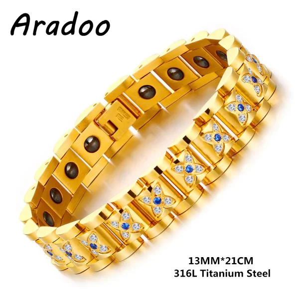Pulseira/Bracelete, masculino, magnético do emagrecimento do aço Titanium, braceletes anti-radiação da terapia. - Image 7