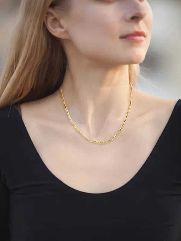 Colar de aço inoxidável unissex, Vonmoos, 14K Banhado A Ouro Jóias Pescoço Cadeia, Casal Colar Moda Estética. - Image 4