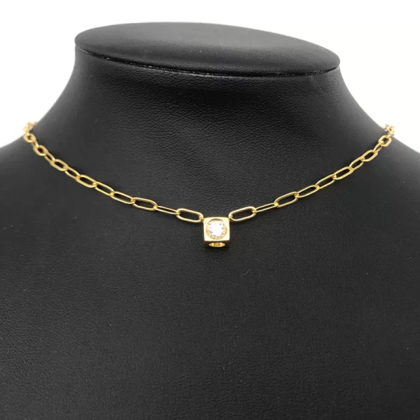 Colar feminino, Le Cube Diamant Colar, Solitaire Francês Pedra, Pingente De Moda, Prata Van Jóias. - Image 3