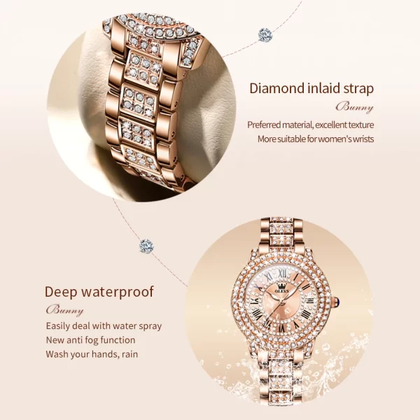 Relógio de pulso, quartzo impermeável, feminino, OLEVS, em aço inoxidável, relógio elegante, diamante original, relógios de luxo, moda - Image 4