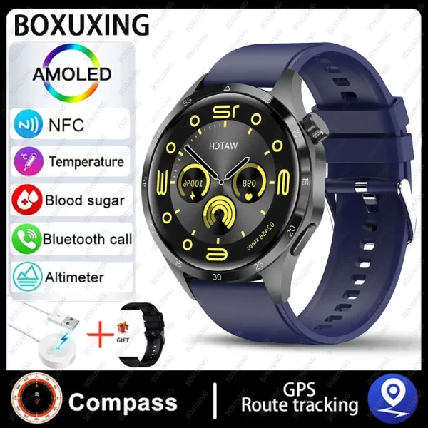 Relógio de pulso masculino, GT4 Pro Smartwatch, Rastreador GPS, Tela HD 360x360, Chamada Bluetooth, Frequência Cardíaca, NFC, Novo, Huawei, Xiaomi, 360 - Image 9