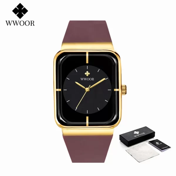 Relógio com pulseira de silicone, masculino WWOOR-impermeável, relógio de pulso quadrado simples, moda, tendência, original - Image 18