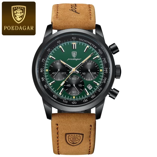 Relógio de pulso masculino quartzo couro impermeável POEDAGAR, cronógrafo luminoso, relógio de pulso luxo, relógio casual de alta qualidade - Image 10