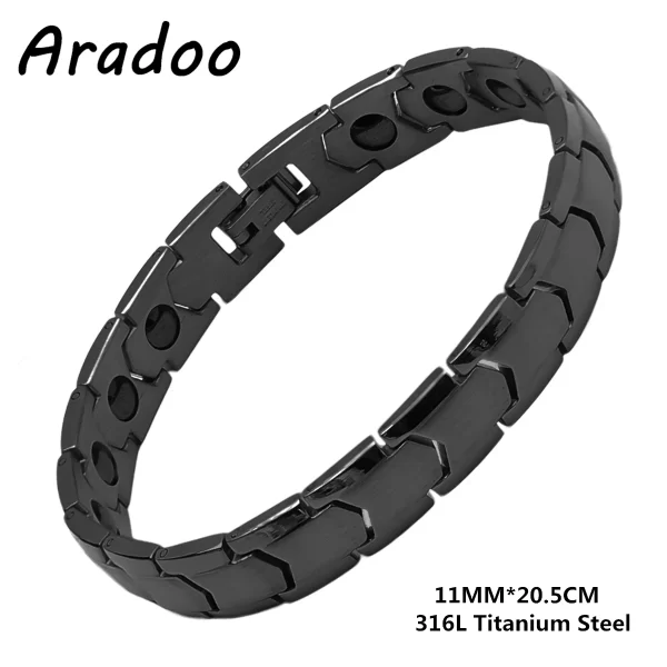 Pulseira/Bracelete, masculino, magnético do emagrecimento do aço Titanium, braceletes anti-radiação da terapia. - Image 37