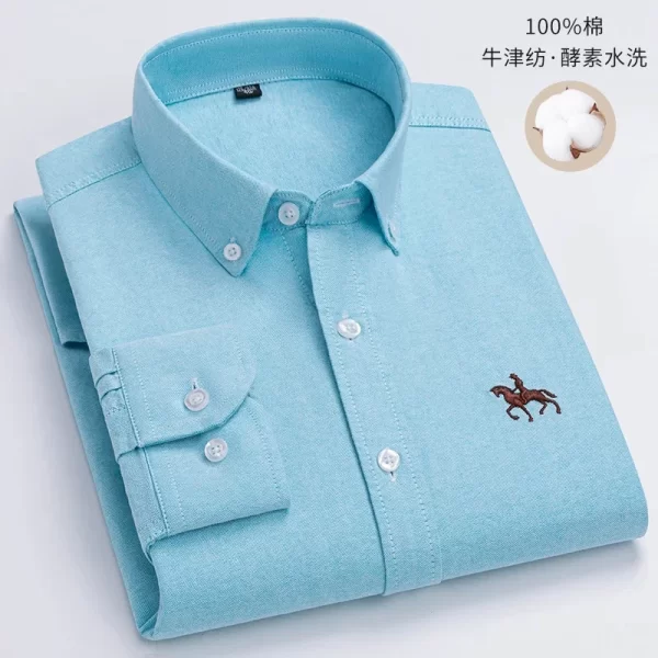Camisas masculina formal slim fit, plus size, camisas de manga comprida para escritório, roupas, 100% algodão, novo - Image 14